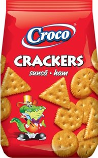 Крекер Croco Crackers зі смаком шинки 100 г 00740 фото