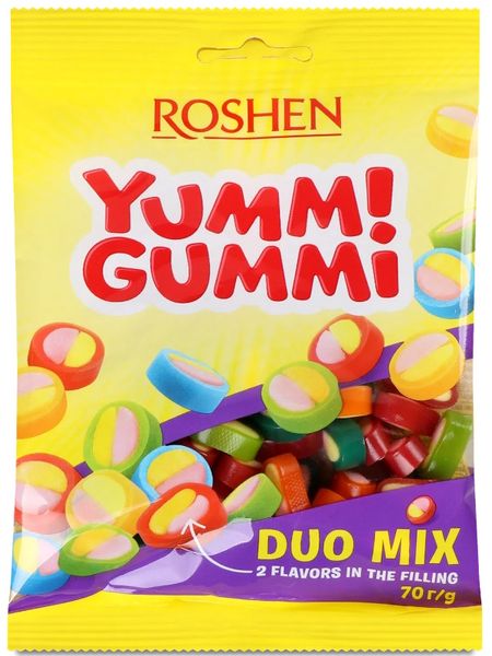 Желейні цукерки Roshen Yummi Gummi Duo Mix 70 г 36295 фото