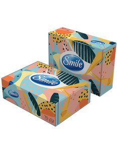 Салфетки косметические Smile белые, 3 слоя, 70 шт/упаковка 62016 фото