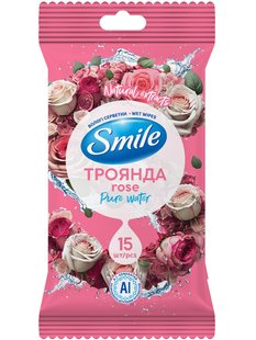 Вологі серветки Smile Daily Троянда AI, єврослот, 15 шт/упаковка 82219 фото