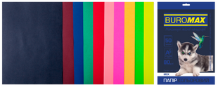 Набір кольорового паперу DARK+NEON, 10 кол., 50 арк., А4, 80 г/м² BM.2721050-99 фото