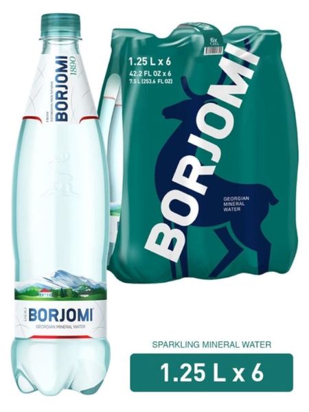 Вода Borjomi лечебно-столовая, сильногазированная, в пластиковой бутылке 1.25 л, 6 шт/упаковка 02077 фото