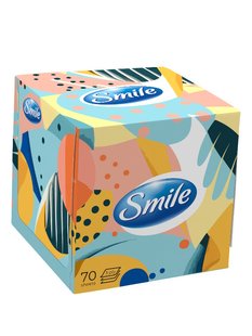 Салфетки косметические Smile белые, 3 слоя, 70 шт/упаковка 61996 фото