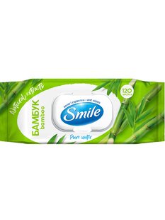 Вологі серветки Smile Daily Бамбук, з клапаном, 120 шт/упаковка 42650 фото