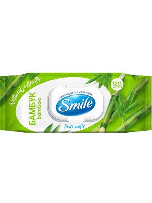 Вологі серветки Smile Daily Бамбук, з клапаном, 120 шт/упаковка (9 шт/ящ) 42650 фото