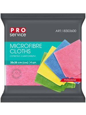 Серветки з мікрофібри PRO Service Professional, 38х38 см, мікс кольорів, 4 шт/упаковка 18303600 фото