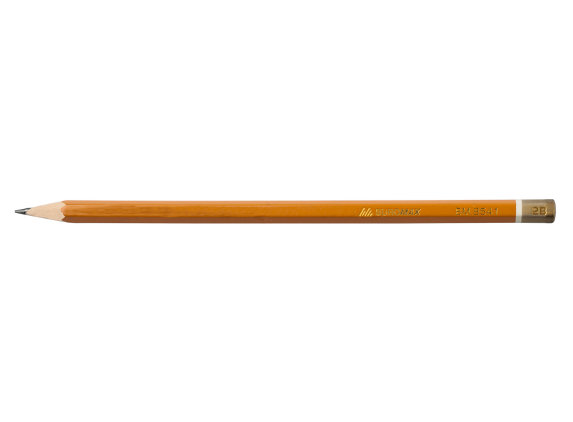 Олівець графітовий PROFESSIONAL 2B, жовтий, без гумки, коробка 12шт. BM.8541-12 фото