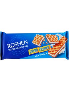 Вафли Roshen Wafers Sandwich Extra Crunch Молоко-ваниль 142 г 41688 фото