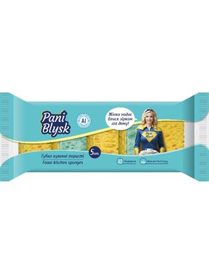Губки кухонные Pani Blysk пористые, 5 шт/упаковка (10шт/ящ) 61194 фото
