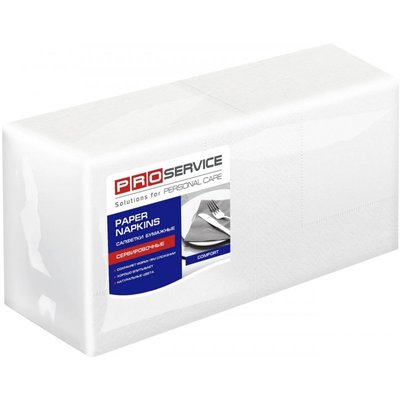 Серветки PRO Service Comfort білі, 2 шари, 24х24 см, 200 шт/упаковка (16 шт/ящ) 43107732 фото