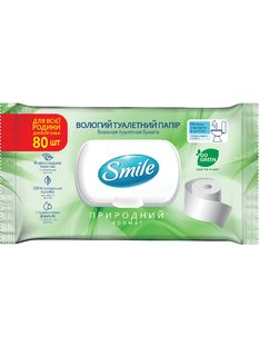 Вологий туалетний папір Smile Family з клапаном, 80 шт/упаковка 42278 фото