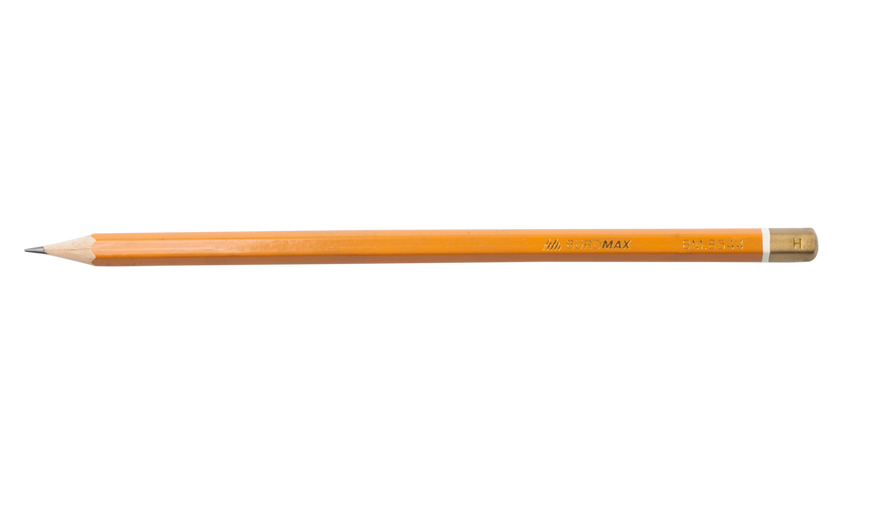 Олівець графітовий PROFESSIONAL H, жовтий, без гумки, коробка 12шт. BM.8544-12 фото