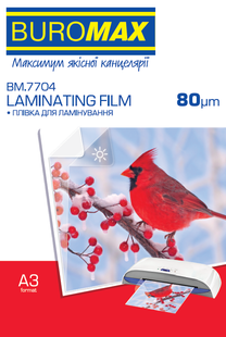 Плівка для ламінування, 80мкм, A3 (303x426мм), глянцева, по 100 шт.в упаковці BM.7704 фото