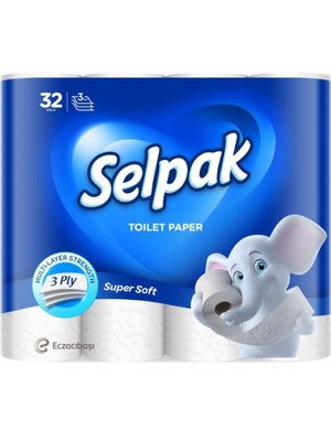 Туалетная бумага Selpak Pro целюлозная, 3 слоя, 32 рул/упаковка (3шт/ящ) 84463 фото