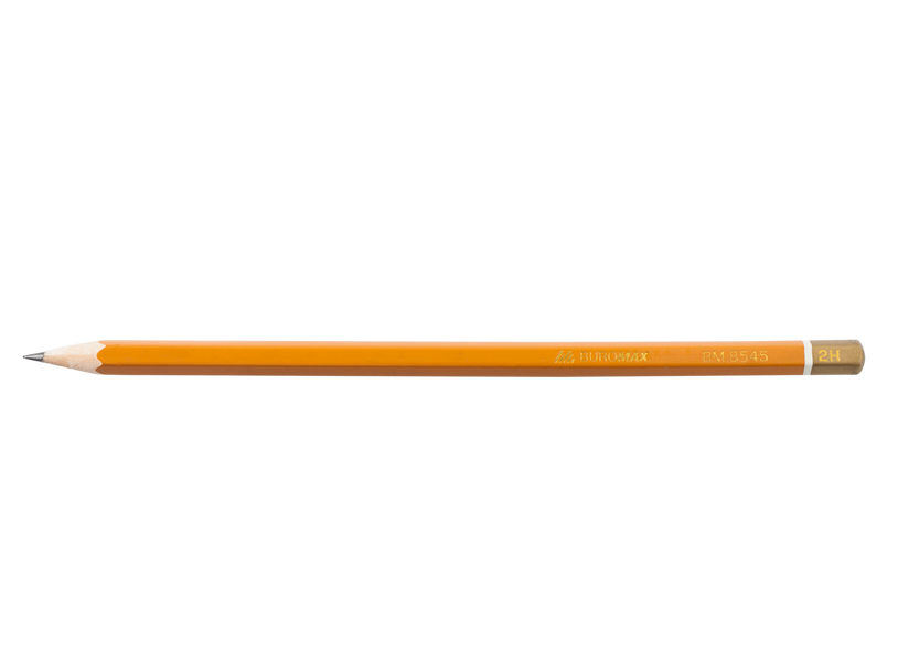 Олівець графітовий PROFESSIONAL 2H, жовтий, без гумки, коробка 12шт. BM.8545-12 фото