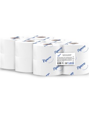Туалетная бумага Papero Jumbo на гильзе, 2 слоя, 100 м, 12 рул/упаковка TJ032 фото