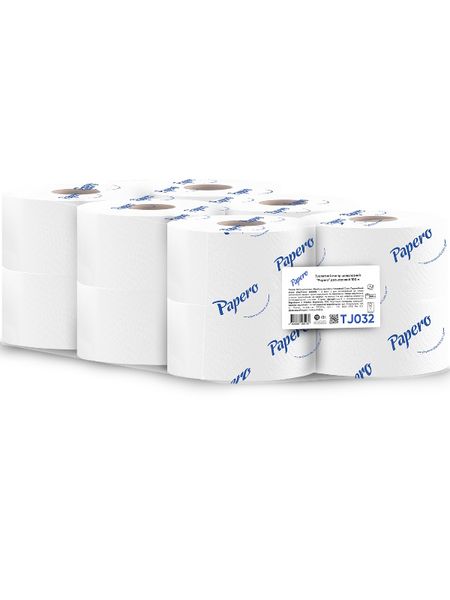 Туалетний папір Papero Jumbo на гільзі, 2 шари, 100 м, 12 рул/упаковка TJ032 фото