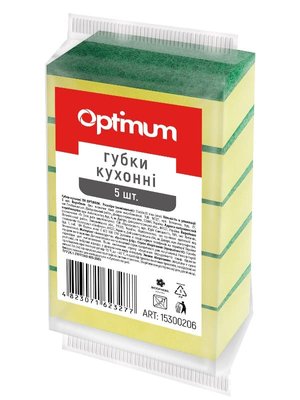 Набір кухонних губок OPTIMUM 9х6х3 см, 5 шт/упаковка 15300206 фото