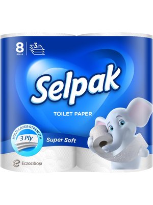 Туалетная бумага SELPAK белая, 8 рул/упаковка (6уп/ящ) 04515 фото