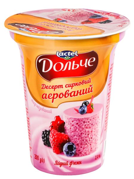 Десерт сирковий аерований Дольче Ягідний ф'южн, 3.4% жиру, 200 г 26373 фото