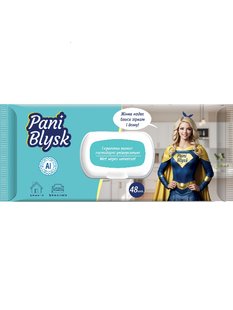 Вологі серветки Pani Blysk універсальні, з клапаном, 48 шт/упаковка 61132 фото