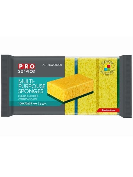 Губки кухонні PRO Service Professional крупнопористі, жовті, 7х10х3.5 см, 5 шт/упаковка 15200000 фото