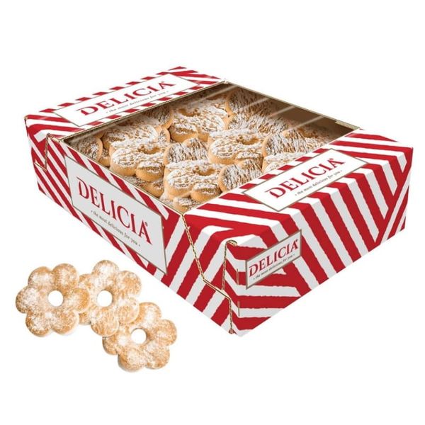 Печиво здобне Delicia Домашнє з цукровою пудрою, коробка 0,9 кг 7645 фото