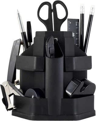 Набор настольный, JOBMAX, с наполнением (16 предметов), пластиковый, черный BM.6302-01 фото