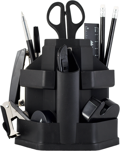 Набор настольный, JOBMAX, с наполнением (16 предметов), пластиковый, черный BM.6302-01 фото