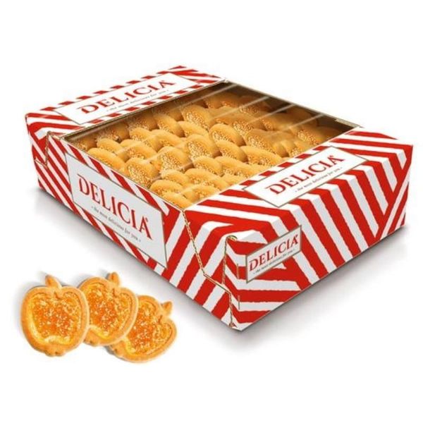 Печиво здобне Delicia Райське яблучко зі смаком апельсину, коробка 1,3 кг 7647 фото