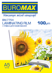Плівка для ламінування, 100 мкм, A5 (154х216мм), глянцева, по 100 шт.в упаковці BM.7754 фото