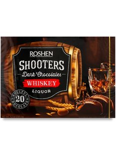 Конфеты Roshen Shooters в черном шоколаде с виски и ликером 150 г 33690 фото