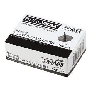 Кнопки кольорові, JOBMAX, 50 шт. в карт.коробці BM.5106 фото