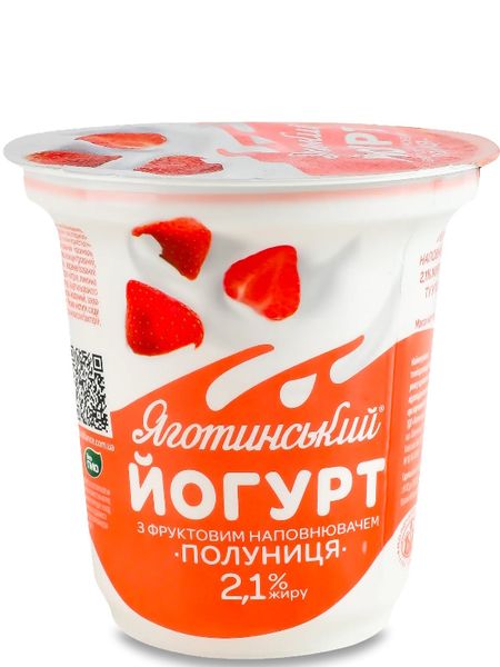 Йогурт Яготинське с клубникой, 2.1% жира, 260 г 11273 фото