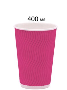 Стакан гофрований рожевий, 400 мл (350 мл євро), 25 шт/упаковка 51116 фото