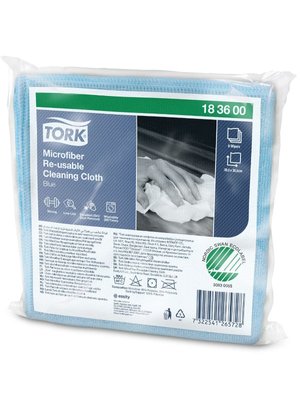 Серветки з мікрофібри Tork, 30.5х30.5 см, блакитні, 6 шт/упаковка 183600 фото