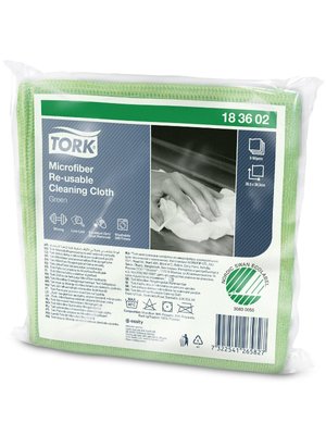 Серветки з мікрофібри Tork, 30.5х30.5 см, зелені, 6 шт/упаковка 183602 фото