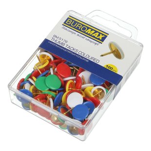 Кнопки кольорові, пластикові голівки, 100 шт. в пласт.коробці BM.5176 фото