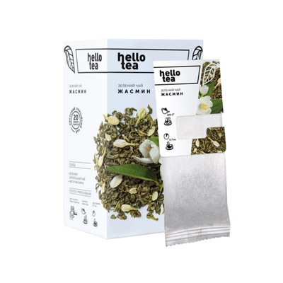 Чай зелений Hello tea з жасмином 20 пакетів 50145 фото