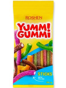 Желейные конфеты Roshen Yummy Gummy Sour Sticks 70 г 36257 фото
