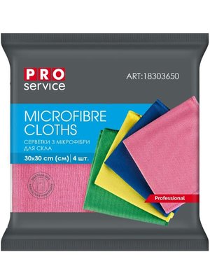 Серветки з мікрофібри для скла PRO Service Standard, 30х30 см, мікс кольорів, 5 шт/упаковка 18303650 фото