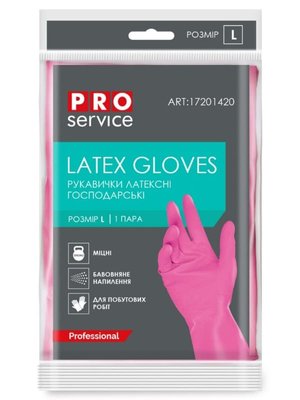 Перчатки хозяйственные латексные PRO service, розовые, размер L, 1 пара/упаковка 17201420 фото