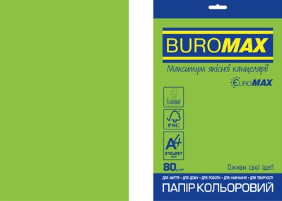 Папір кольоровий Euromax 80г/м2, INTENSIVE, зелений, 20арк. BM.2721320E-04 фото
