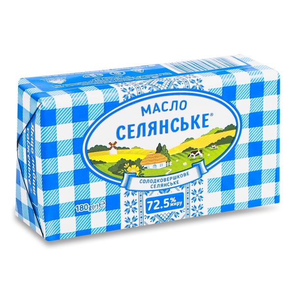 Масло солодковершкове Селянське 72,5%, 180 г 85866 фото