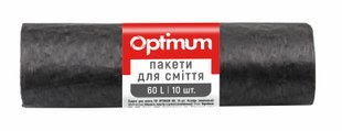 Пакети для смiття OPTIMUM, 60х70 см, чорні, LD 60 л/10 шт 16118245 фото