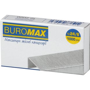 Скобы Buromax №24/6, ЛЮКС, 1000 штук BM.4412 фото