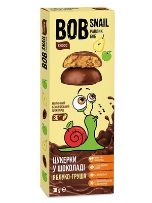 Цукерки Bob Snail Яблуко-Груша в молочному шоколаді 30 г 41604 фото