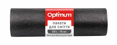 Пакети для смiття OPTIMUM, 70х100 см, чорні LD, 120 л/10 шт (34 шт/ящ) 16118250 фото