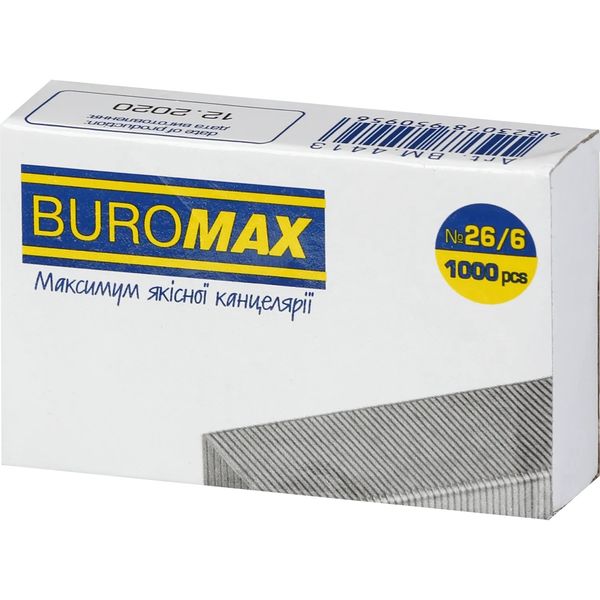 Скобы Buromax №26/6, ЛЮКС, 1000 штук BM.4413 фото