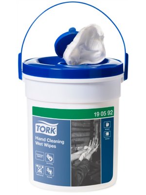 Влажные салфетки для очищения рук Tork Premium в ведре-диспенсере, 58 лист, белые 190592 фото